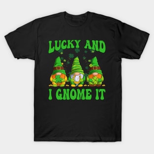 Lucky and I Gnome It Funny three Gnomes St Patrick's Day T-Shirt